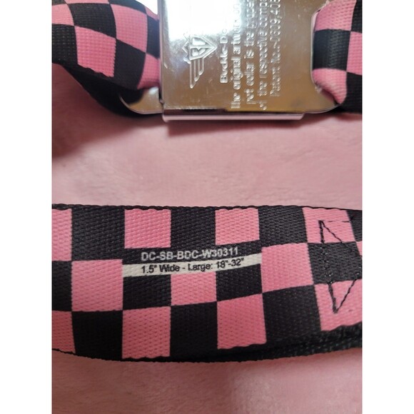 Buckle Down Pink Black Checkers DECEPTICONS Large 18"- 32" Neck Dog Collar b3 - Picture 4 of 4